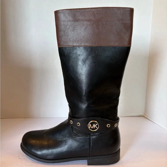 Michael Kors black brown trim derby riding boots size 5 NWOT - Picture 5 of 10